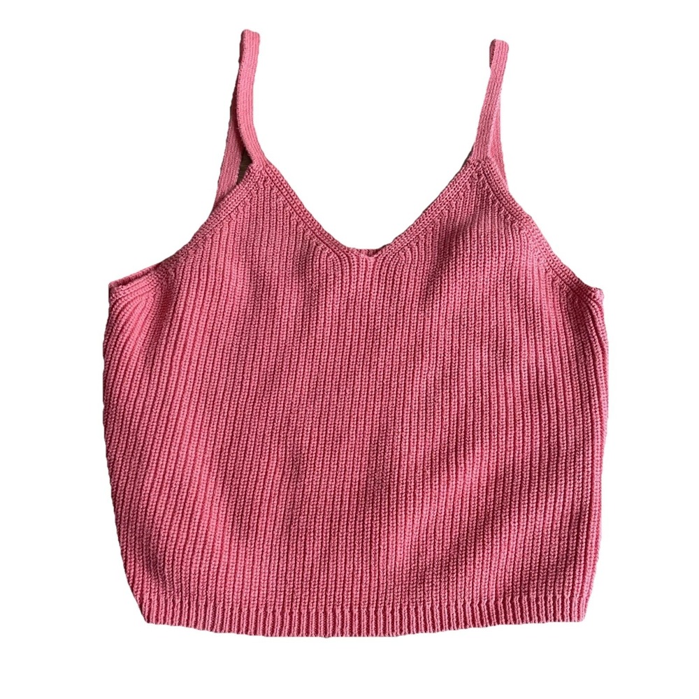 Frye Knit Crop Tank Top‎ Medium Coral Adjustable Strap Boho Beach